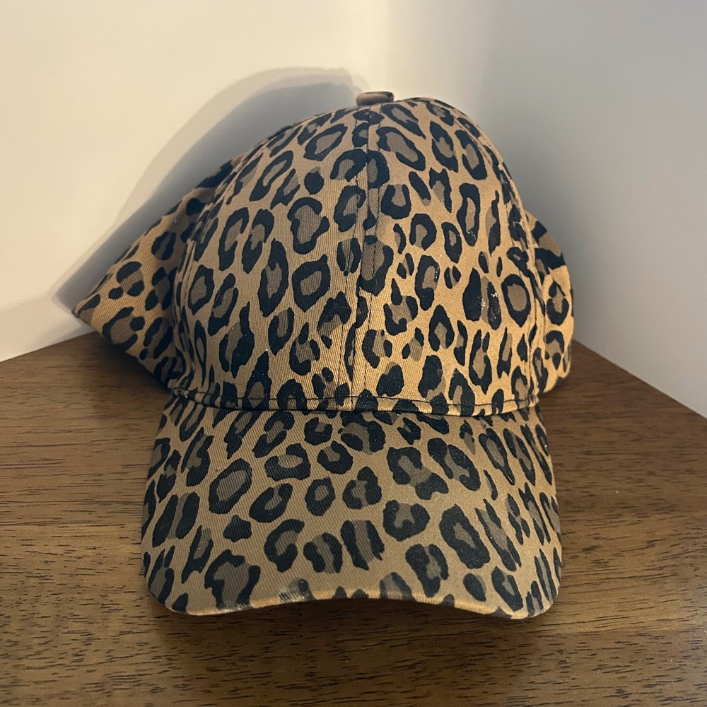 Leopard Print Baseball Cap Womens OSFM Brown Black Animal Print Hat